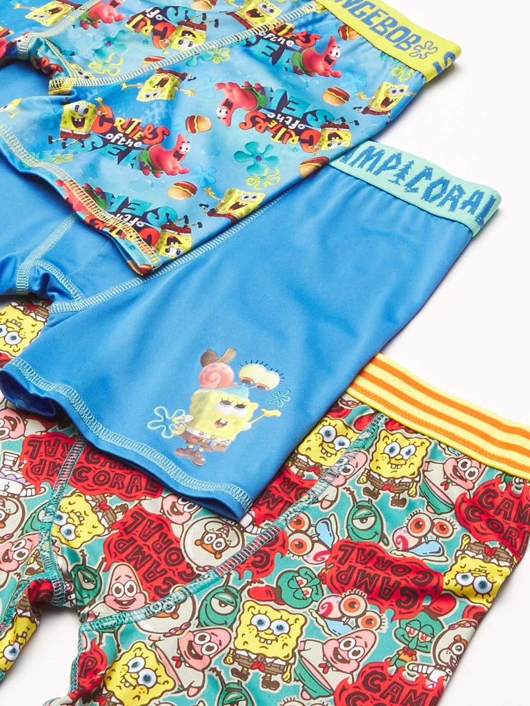 SpongeBob SquarePants Boys' Exclusive Underwear Multipacks with Patrick, Squidward and More in Sizes 4, 6, 8, 10 & 12, 7-Pack Athletic Boxer Brief_Classic