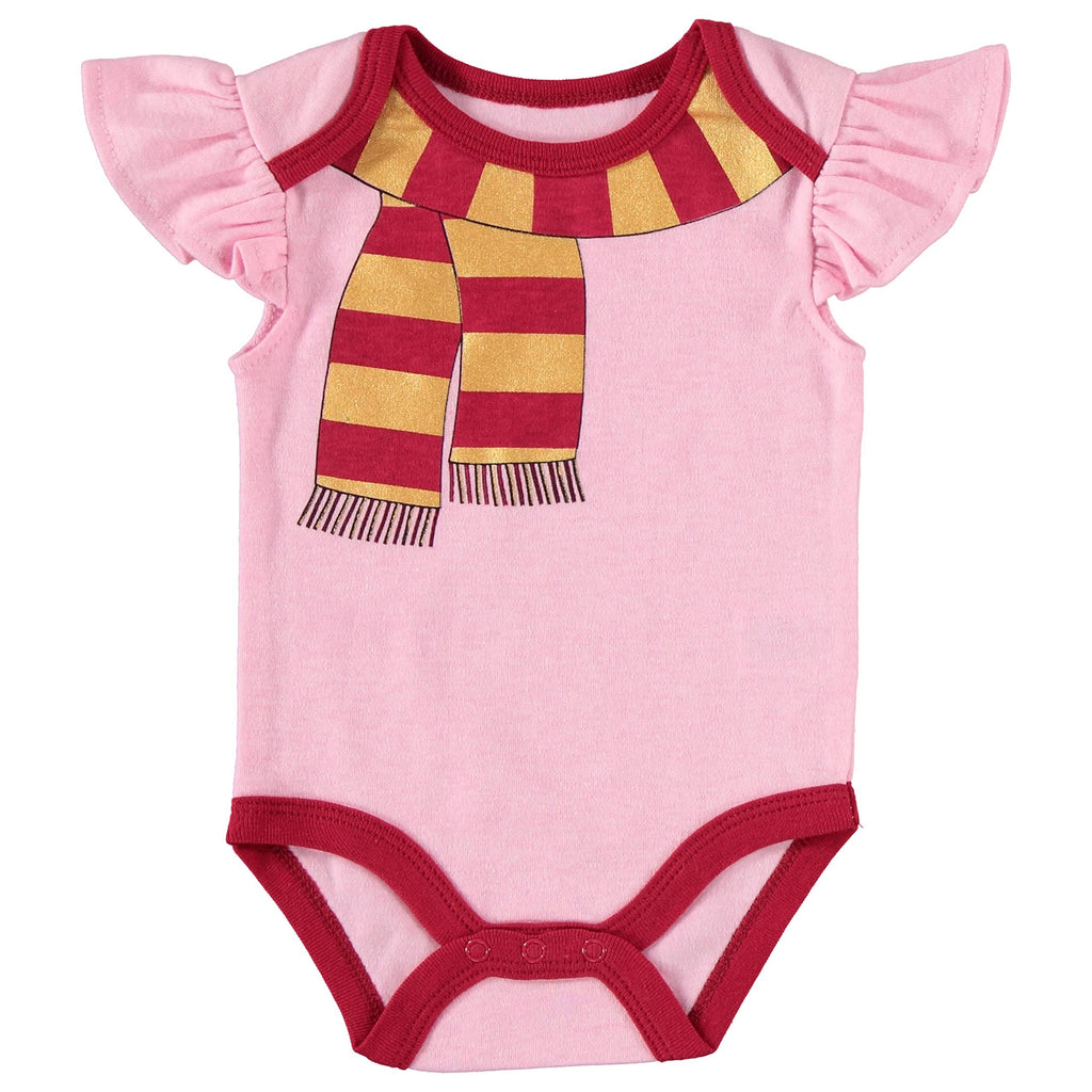 Harry Potter Baby Girls' Bodysuit, Knotted Cap & Socks Gift Set (Pink/Red/Yellow, 0-3 Months)