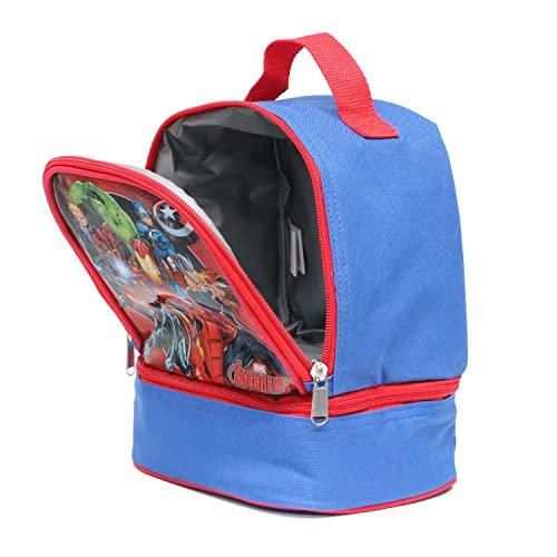 Ruz Avengers Dual Compartment Dome Lunch Box, Red/Blue