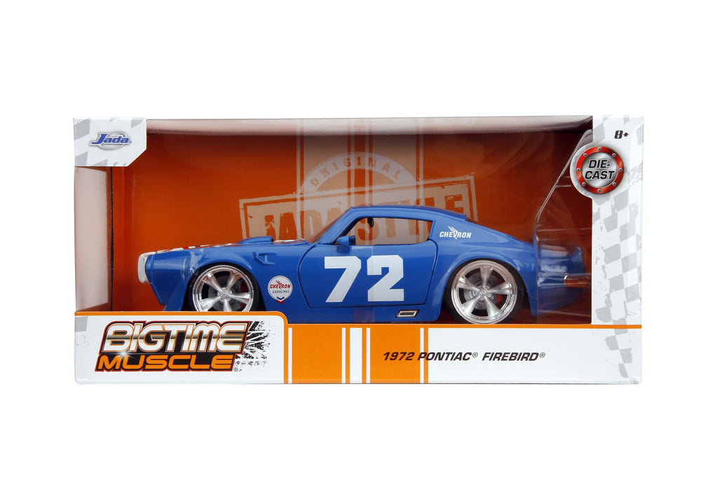 Big Time Muscle Chevron 1:24 1972 Pontiac Firebird Die-Cast Car, Toys for Kids and Adults(Blue)