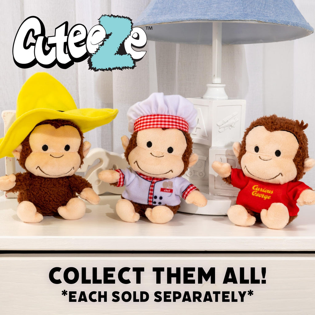 KIDS PREFERRED Curious George Cuteeze Monkey Stuffed Animal Plush Yellow Hat Toys Soft Cuddle Plushie Gifts for Baby and Toddler Boys and Girls - 7 Inches