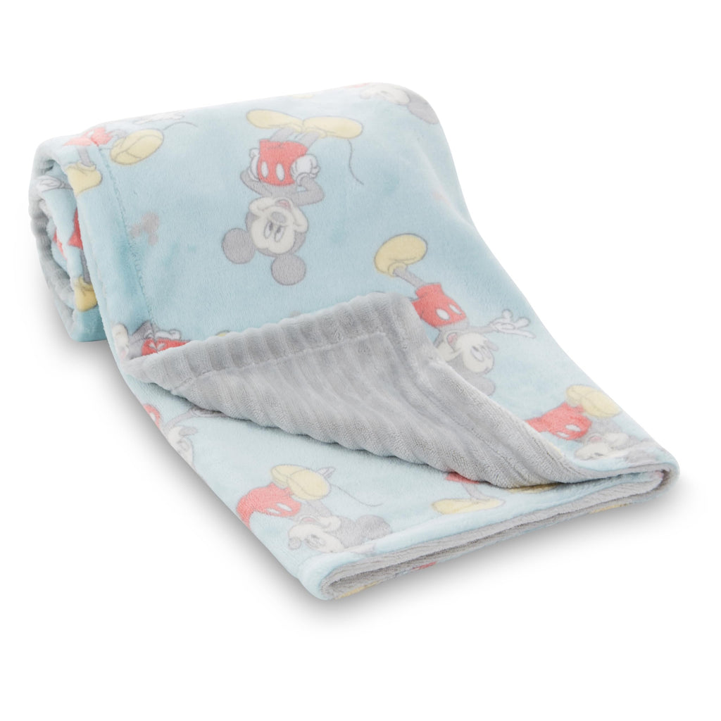 Disney Mickey and Minnie 2-Ply Infant Blanket - Soft Printed Mink Front, Textured Back - Cozy and Warm Baby Blanket for Boys and Girls, 30x40 Inches