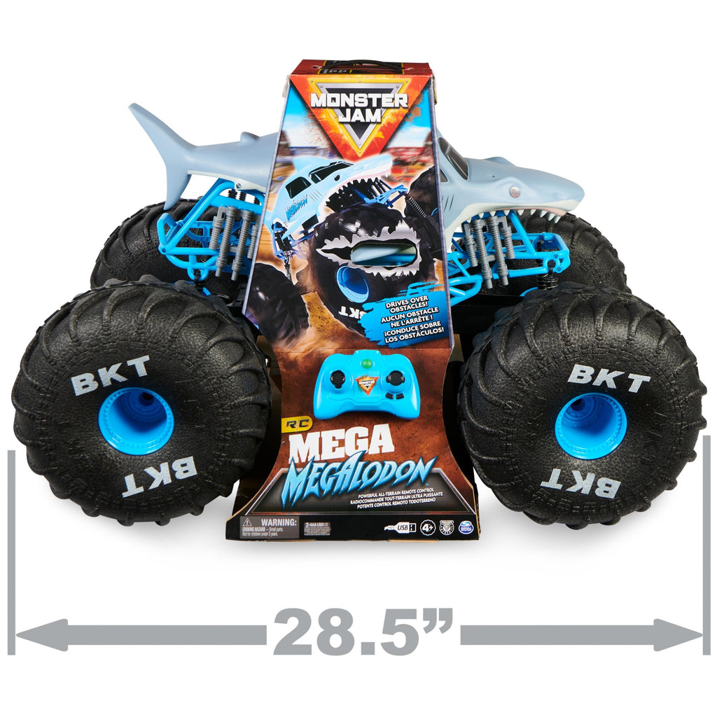 Monster Jam, Official Mega Megalodon All-Terrain Remote Control Monster Truck for Boys and Girls, 1:6 Scale, Kids Toys for Ages 4-6+