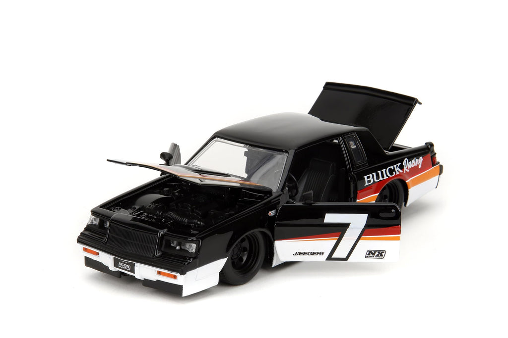 Bigtime Muscle 1:24 1987 Buick Grand National Die-Cast Car, Toys for Kids and Adults(Black/White)