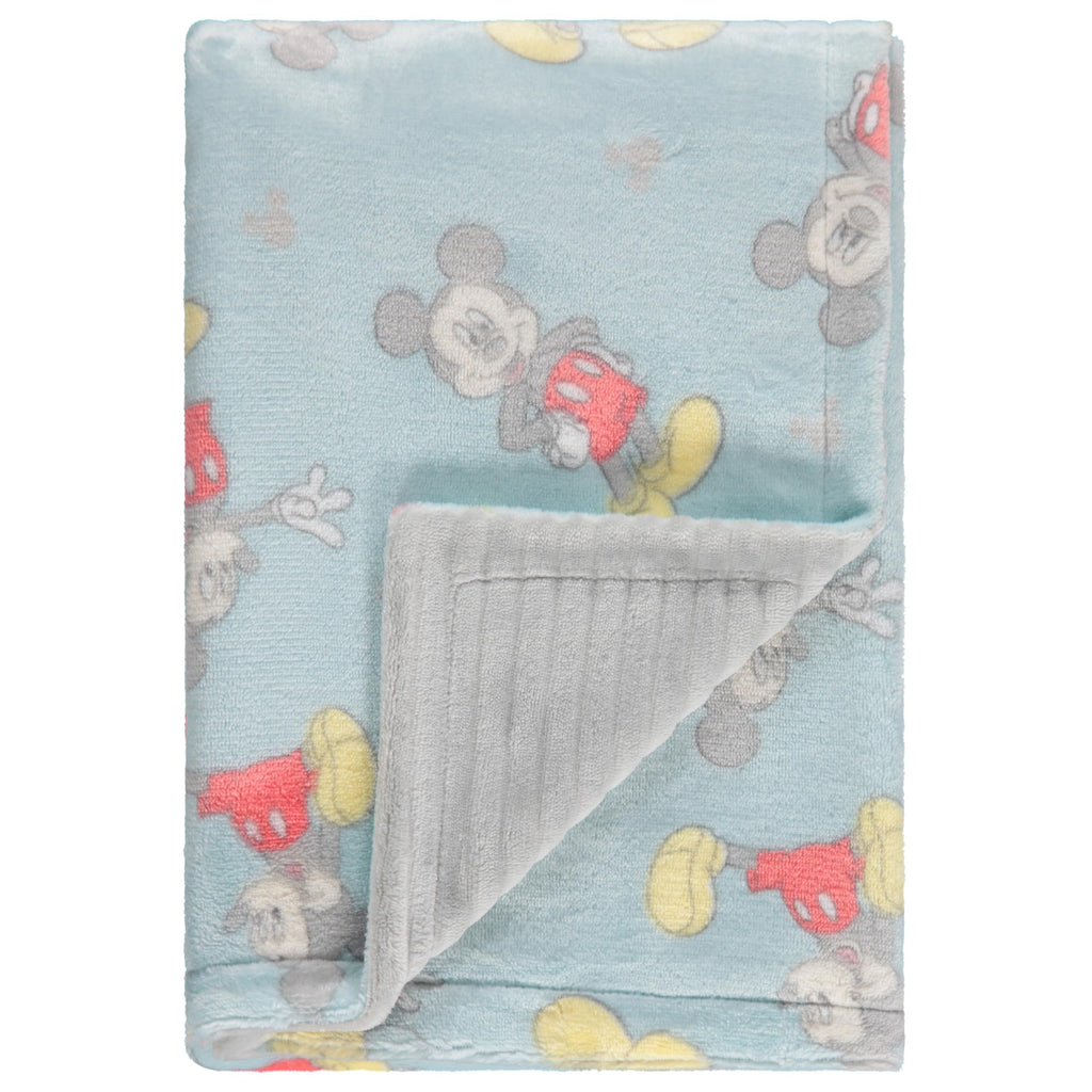 Disney Mickey and Minnie 2-Ply Infant Blanket - Soft Printed Mink Front, Textured Back - Cozy and Warm Baby Blanket for Boys and Girls, 30x40 Inches