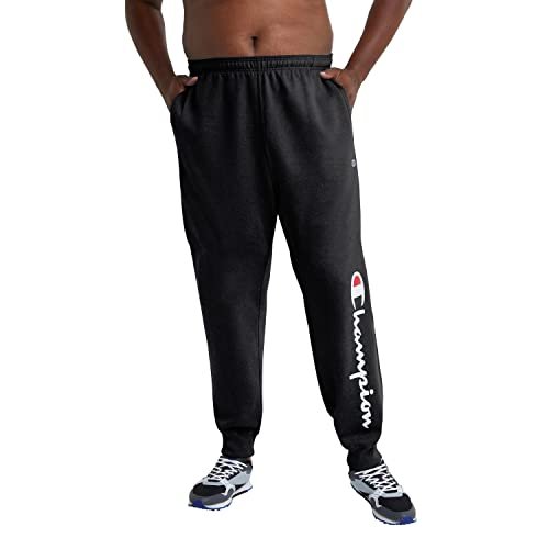 Champion, Powerblend, Fleece Joggers, Comfortable Sweatpants for Men (Reg. or Big, Black Script, XX-Large Tall