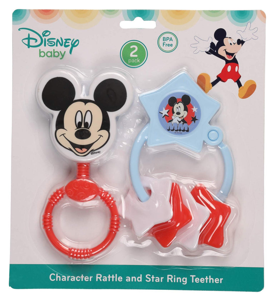 Disney Mickey Mouse Combo Pack Character Rattle & Keyring Teether, Mickey