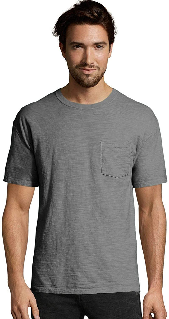 Hanes Mens 1901 Heritage Dyed Short Sleeve Crewneck Pocket Tee (5A59D GRTDYE)