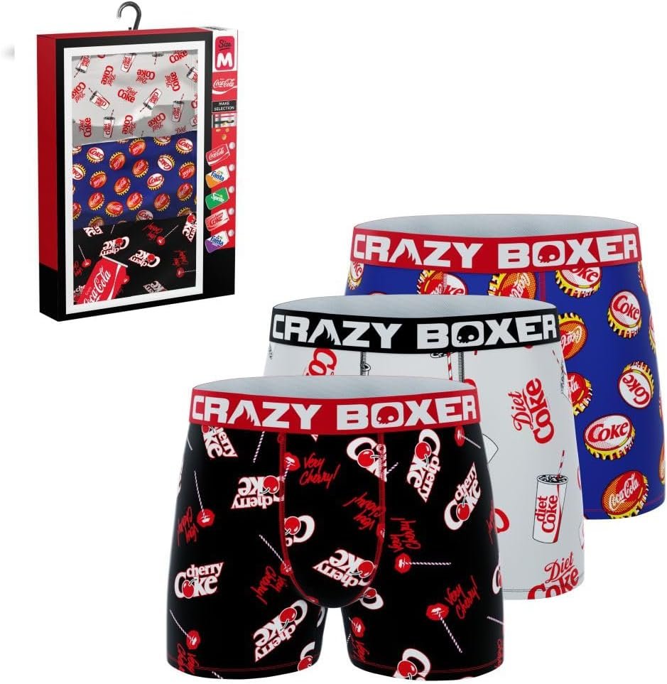 CRAZYBOXER Men's Underwear Coca Cola Stretch Breathable Boxer Brief Anti-irritation (3 PACK)