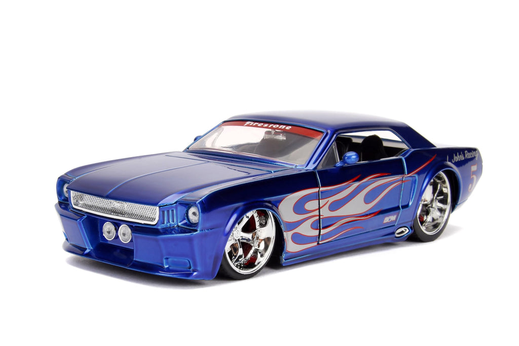 Bigtime Muscle 1:24 1965 Ford Mustang Die-Cast Car, Toys for Kids and Adults(Blue/Silver Flames)