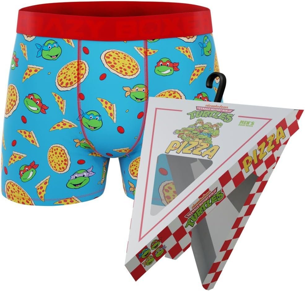 CRAZYBOXER Men's Underwear TMNT Pizza Box Non-slip waistband Soft Boxer Brief Distortion-free (Creative Packaging)