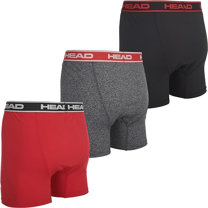 HEAD Mens Performance Boxer Briefs - 12-Pack Performance Fit Breathable Tagless Underwear S-5XL Regular or Plus Size