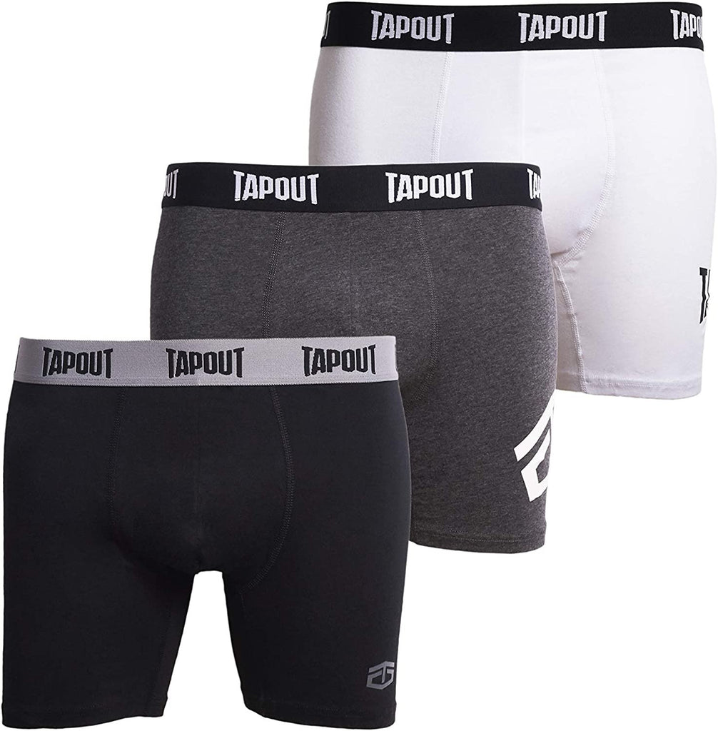 TapouT Mens Athletic Underwear - 6-Pack Stretch Athletic Boxer Briefs Training Breathable Athletic Fit No Fly