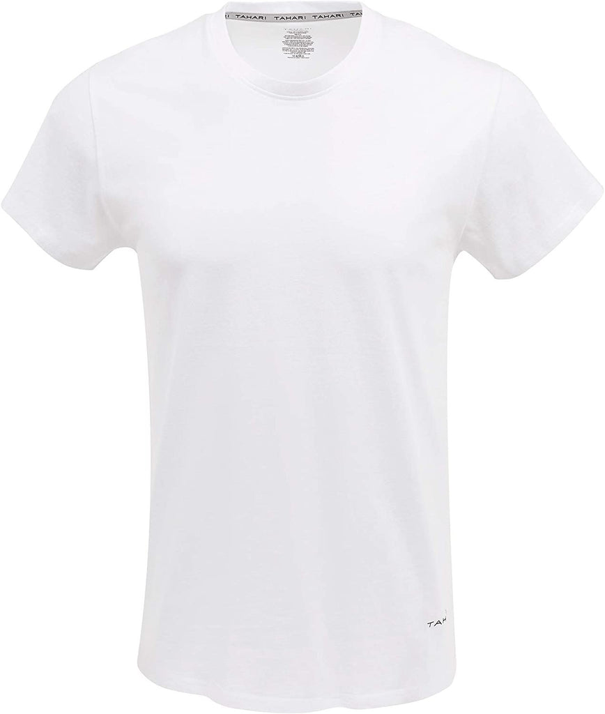 TAHARI Mens 6pk White Undershirts Crewneck Multi Pack Short-Sleeve T-Shirt