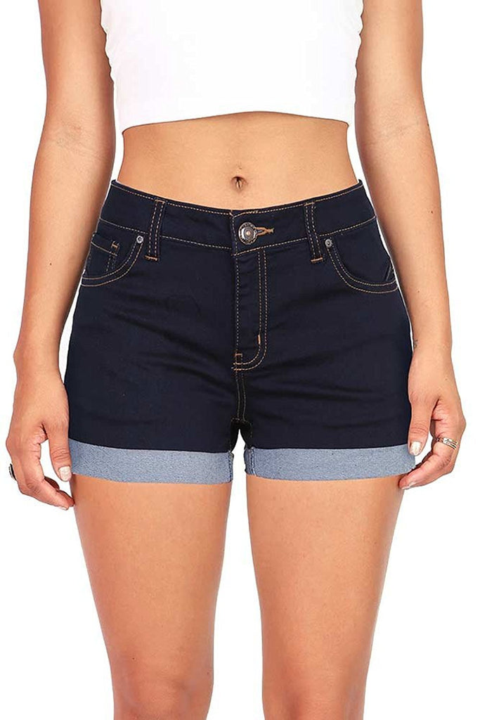 Wax Women's Juniors Mid-Rise Denim Shorts