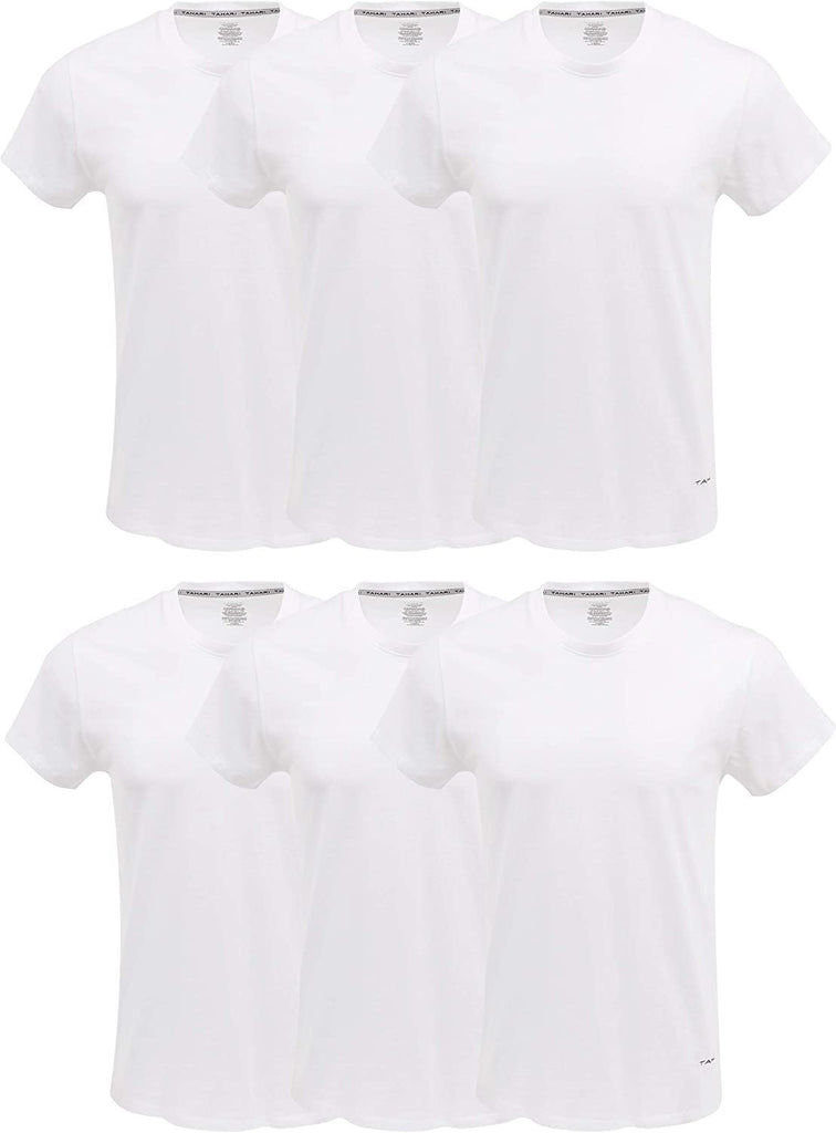 TAHARI Mens 6pk Undershirts Crewneck Multi Pack Short-Sleeve T-Shirt