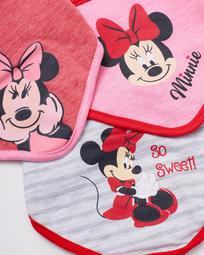 Disney Baby Girls' Bandana Bibs 3 Pack Set for Feeding, Teething, and Drooling, Red/Grey/Pink