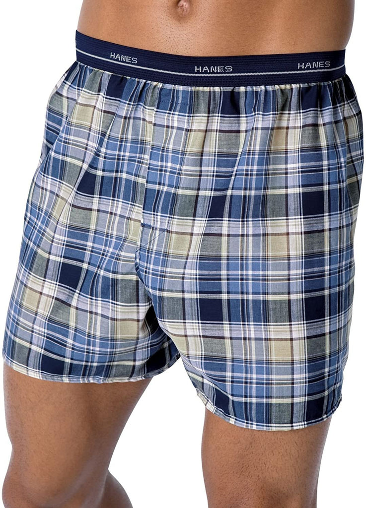 Hanes Men's 5-Pack Woven Exposed Waistband Boxers