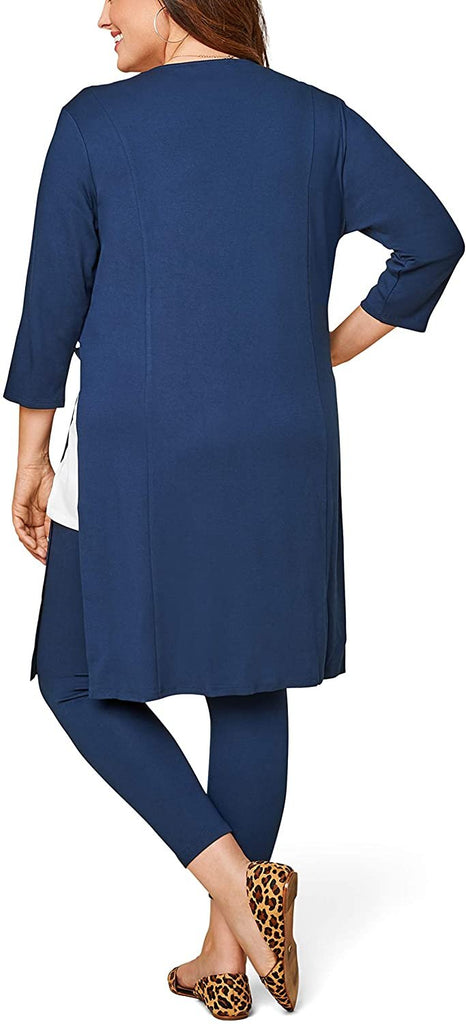 Seek No Further by Fruit of the Loom Women's Plus Size Ponte Open Front Long Cardigan