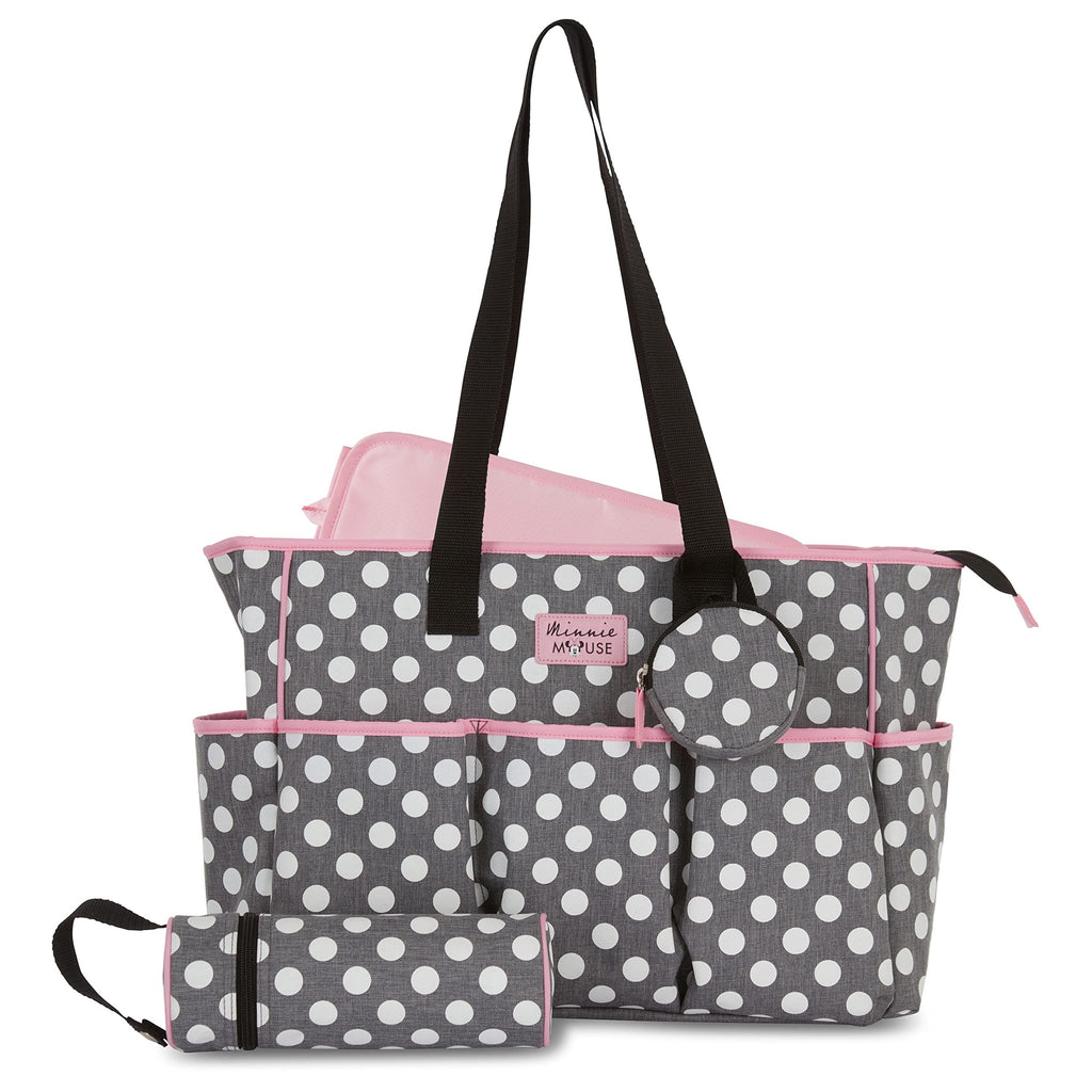 Cudlie Tote Diaper Bag and Changing Pad, Minnie Mouse Polka Dot Print Large