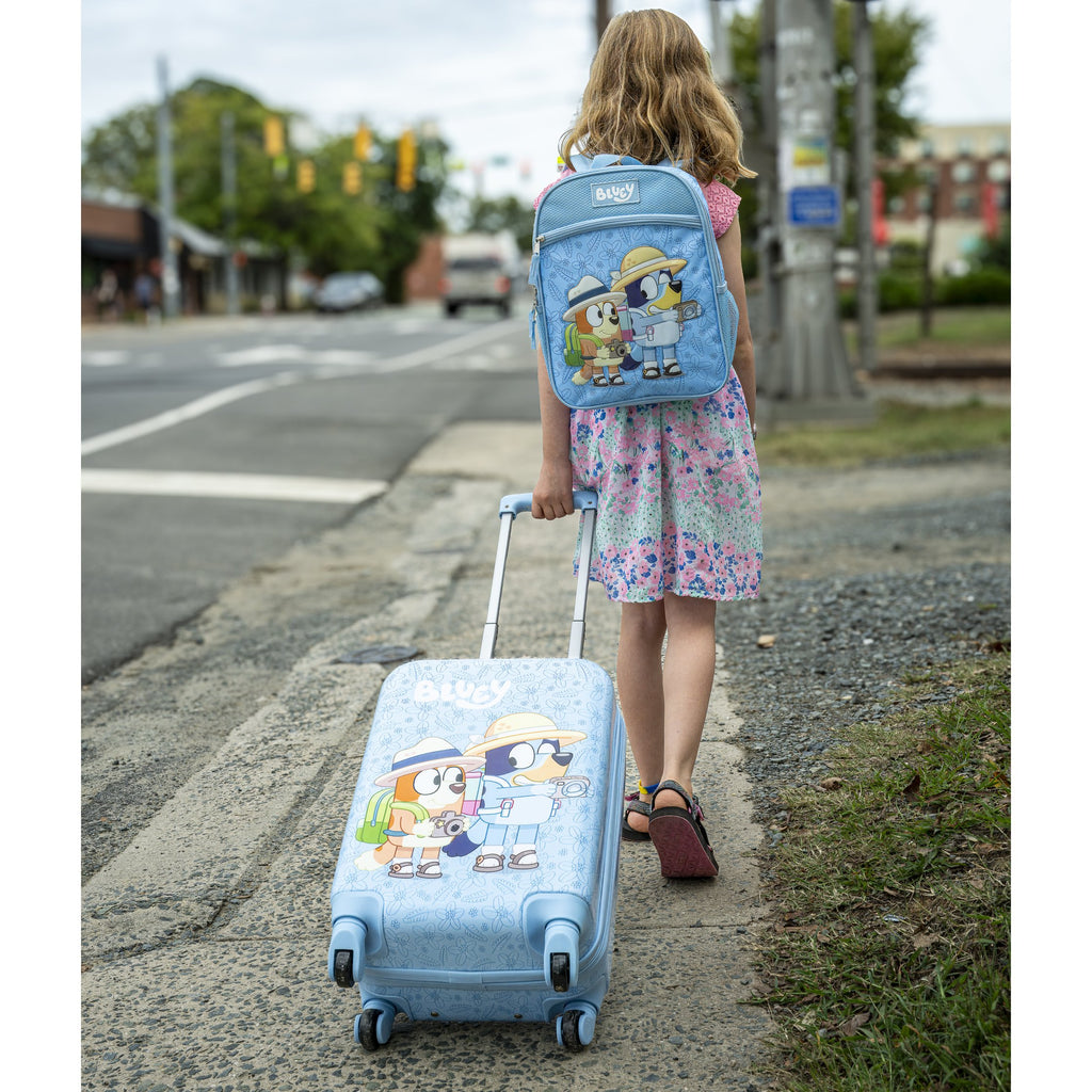 Bluey Kids Luggage and Backpack Set - 18" Luggage Suitcase With Wheels, 13.75" Backpack