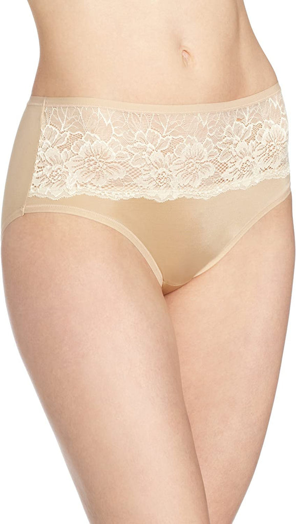 Bali Womens One Smooth U Comfort Indulgence Satin with Lace Hipster Panty