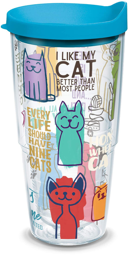 Tervis Cat Sayings Made in USA Double Walled Insulated Tumbler Travel Cup Keeps Drinks Cold & Hot, 24oz, Classic