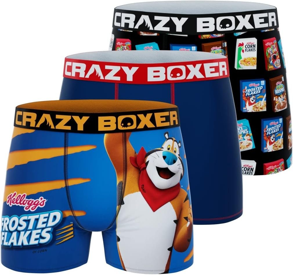 CRAZYBOXER Men's Underwear Kelloggs Lightweight Breathable Boxer Brief Freedom of movement (3 PACK)