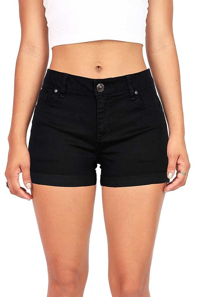 Wax Women's Juniors Mid-Rise Denim Shorts