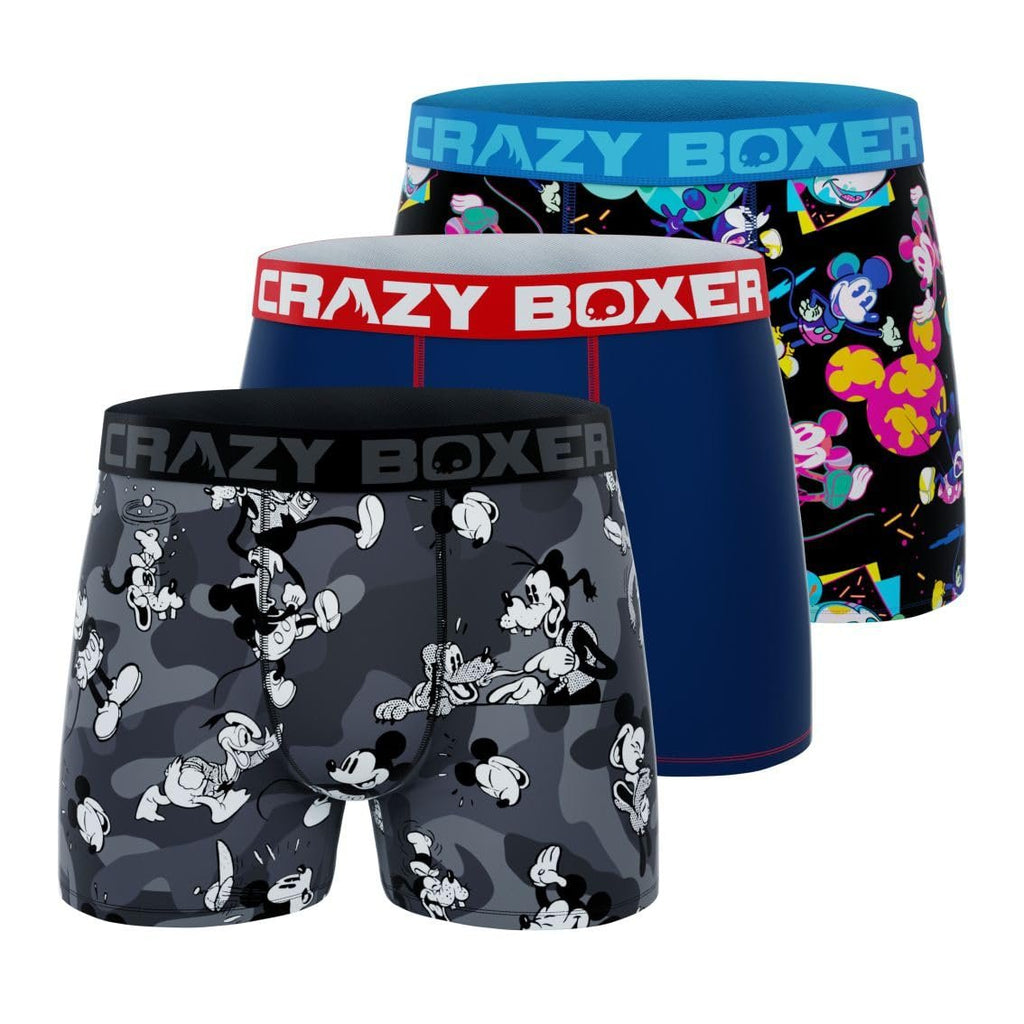 CRAZYBOXER Men's Underwear Disney Classic Original Distortion-free Boxer Brief Soft (3 PACK)