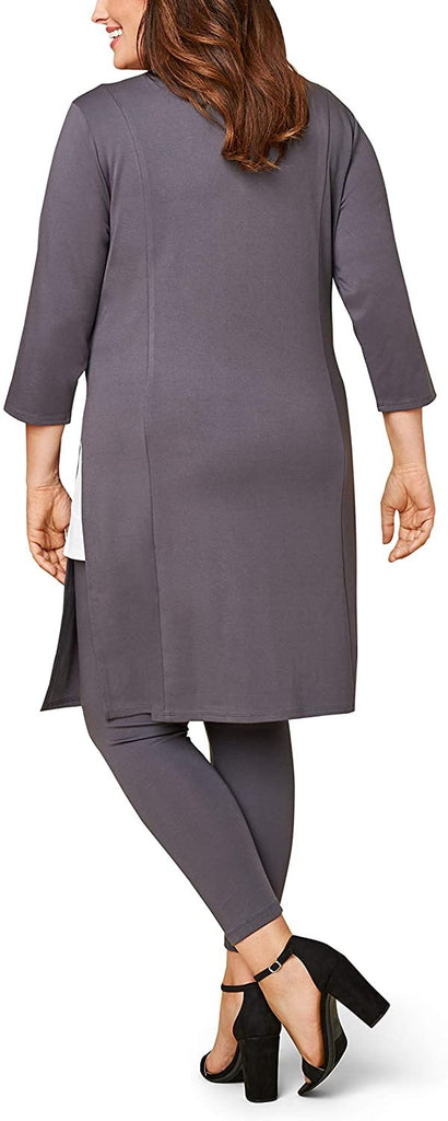 Seek No Further by Fruit of the Loom Women's Plus Size Ponte Open Front Long Cardigan