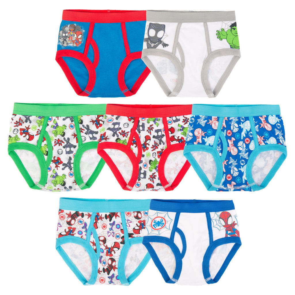 Spiderman Boys' Toddler Superhero Friends Exclusive Underwear with Iron Man, Hulk & More 2/3T & 4T, 7-Pack Multi Hero