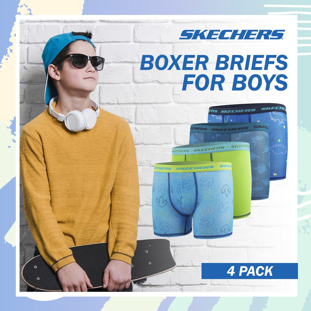 Sketchers Boys Underwear 4 Pack Boxer Briefs for Boys Durable Stretch Breathable Moisture Wicking