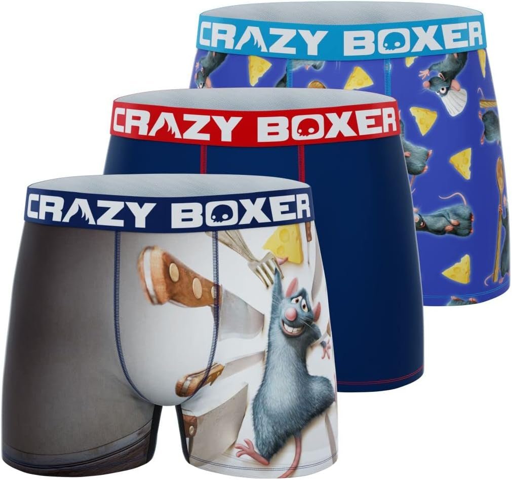 CRAZYBOXER Men's Underwear Disney Classic Original Distortion-free Boxer Brief Soft (3 PACK)