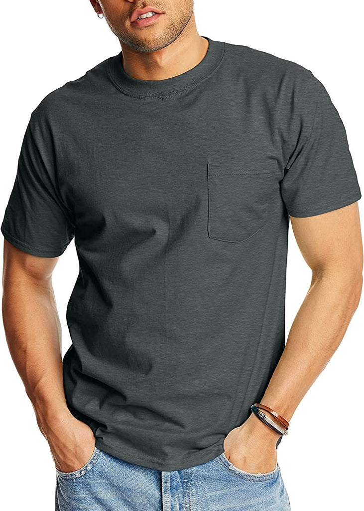 Hanes Men's Pocket Tshirts 6-Pack Slightly Imperfect Soft Breathable Cool Comfort Random Colors (S-3X) COLORS VARY