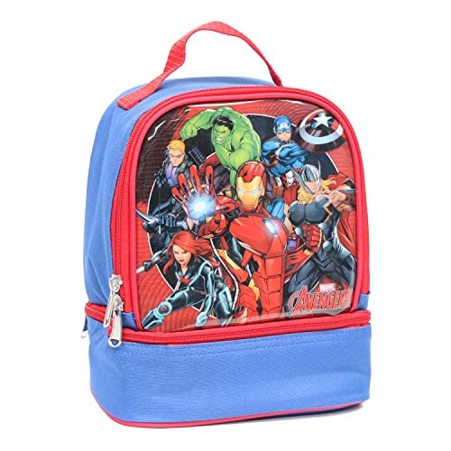 Ruz Avengers Dual Compartment Dome Lunch Box, Red/Blue