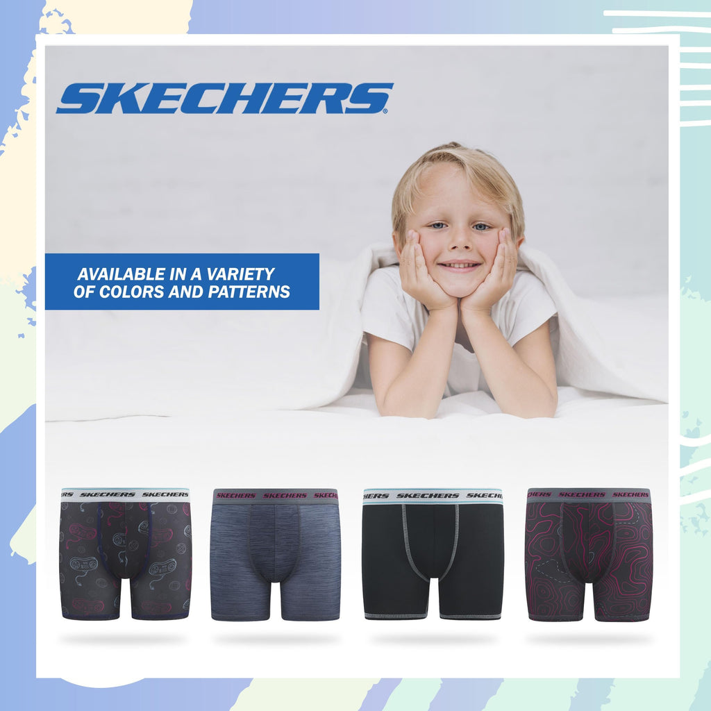 Sketchers Boys Underwear 4 Pack Boxer Briefs for Boys Durable Stretch Breathable Moisture Wicking