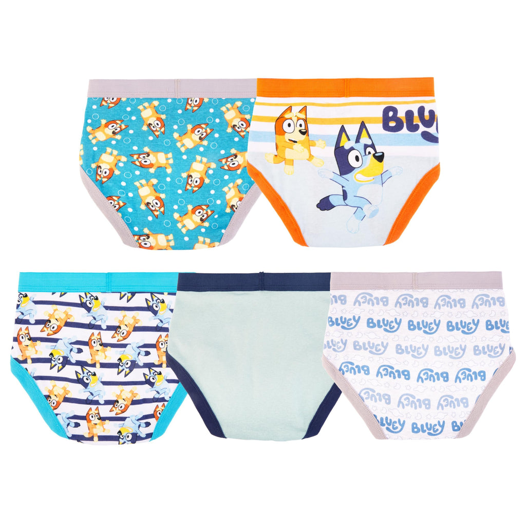 Bluey Boys 100% Combed Cotton Underwear Briefs, Sizes 18M, 2/3T, 4T, 4, 6, and 8, 5-Pack