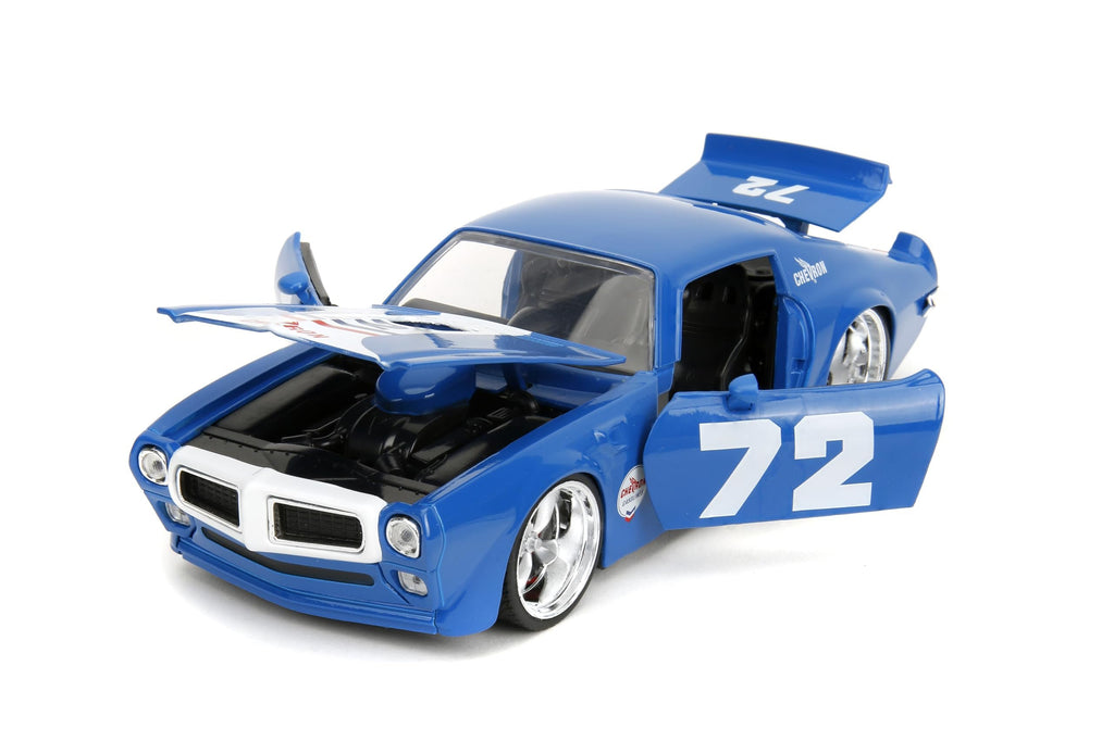 Big Time Muscle Chevron 1:24 1972 Pontiac Firebird Die-Cast Car, Toys for Kids and Adults(Blue)