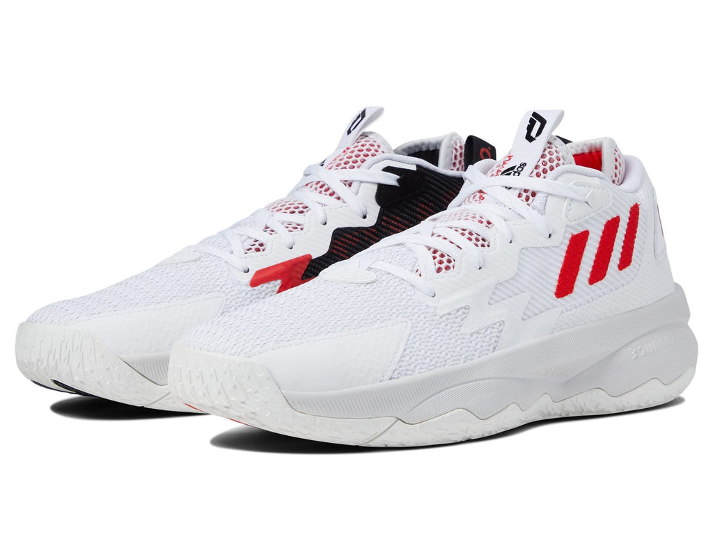 adidas Unisex Dame 8 Basketball Shoe, White/Vivid Red/Core Black, 9 US Men