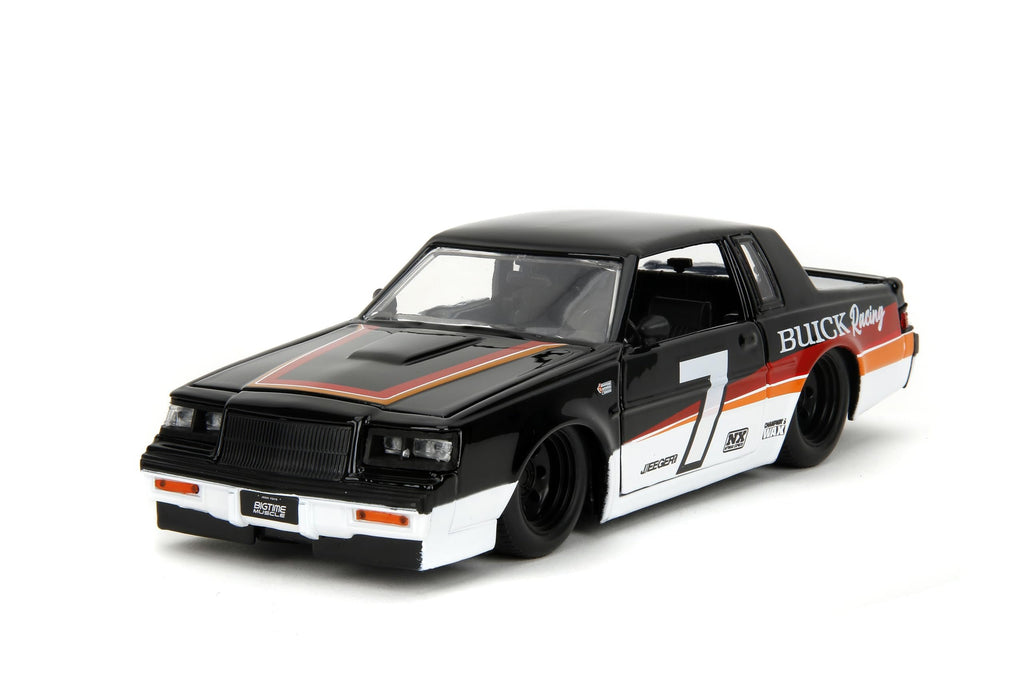 Bigtime Muscle 1:24 1987 Buick Grand National Die-Cast Car, Toys for Kids and Adults(Black/White)