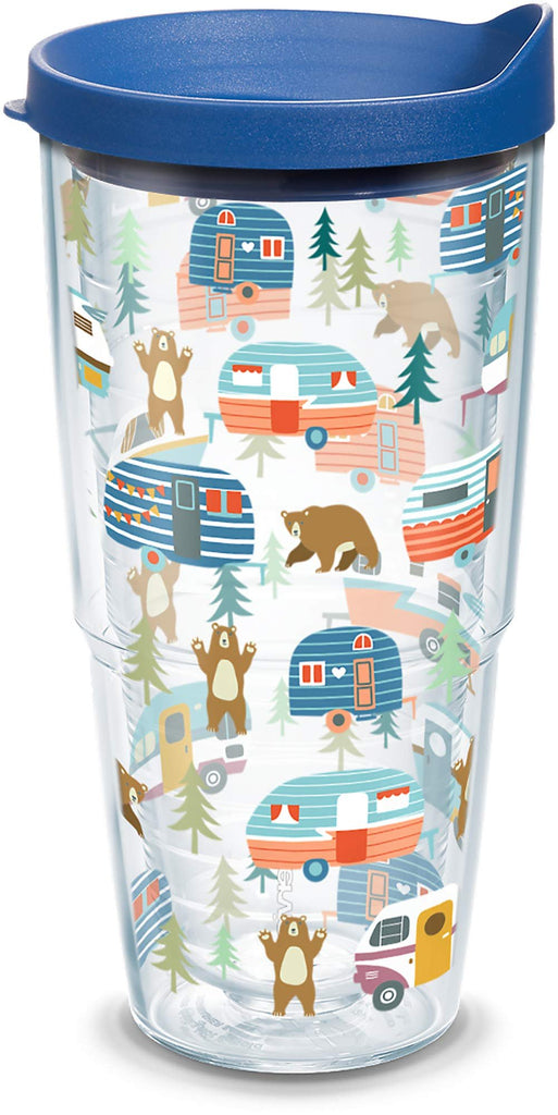 Tervis Trailer Bears Made in USA Double Walled Insulated Tumbler Travel Cup Keeps Drinks Cold & Hot, 24oz, Clear