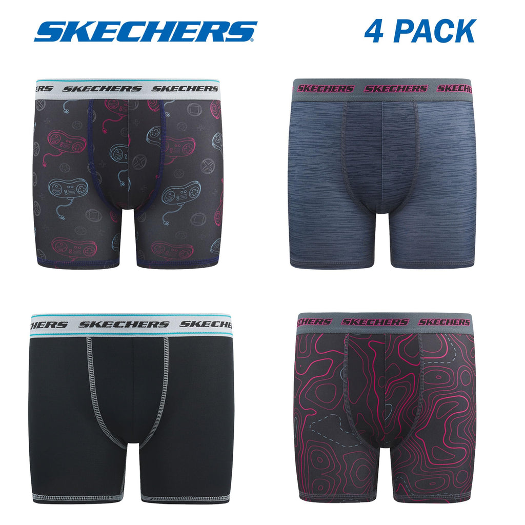 Sketchers Boys Underwear 4 Pack Boxer Briefs for Boys Durable Stretch Breathable Moisture Wicking