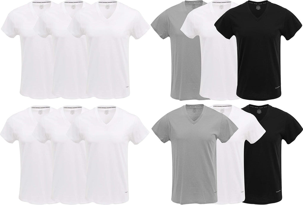 TAHARI Mens 6-Pack Cotton V-Neck T-Shirt Undershirts