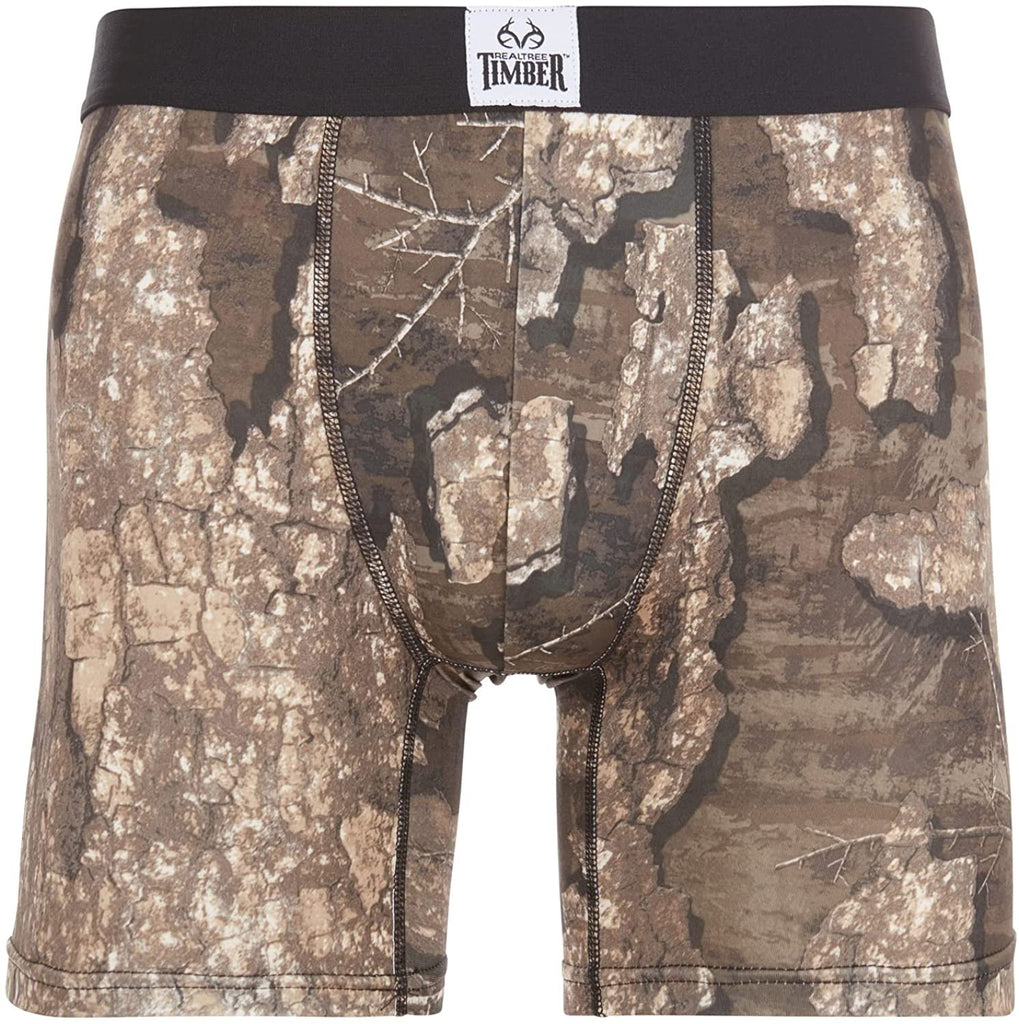 Realtree Mens Performance Boxer Briefs - 6-Pack Stretch Underwear Breathable No Fly