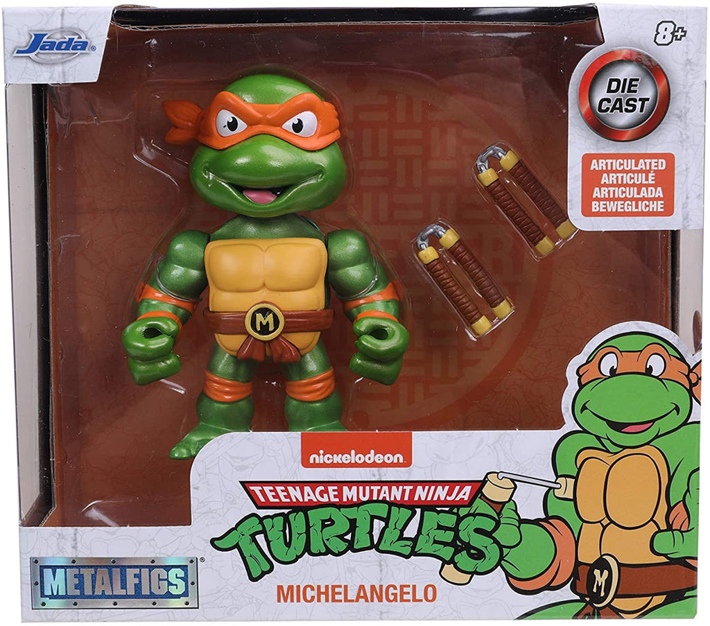 Jada Toys Teenage Mutant Ninja Turtles 4 Michelangelo Die-cast Figure, Toys for Kids and Adults, Orange, 31848