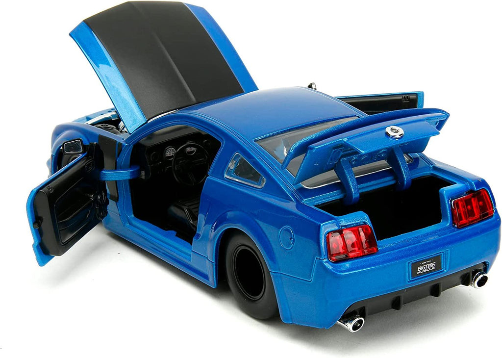 2006 GT Blue Metallic with Matt Black Hood and Stripes Bigtime Muscle Series 1/24 Diecast Model Car by Jada 34195