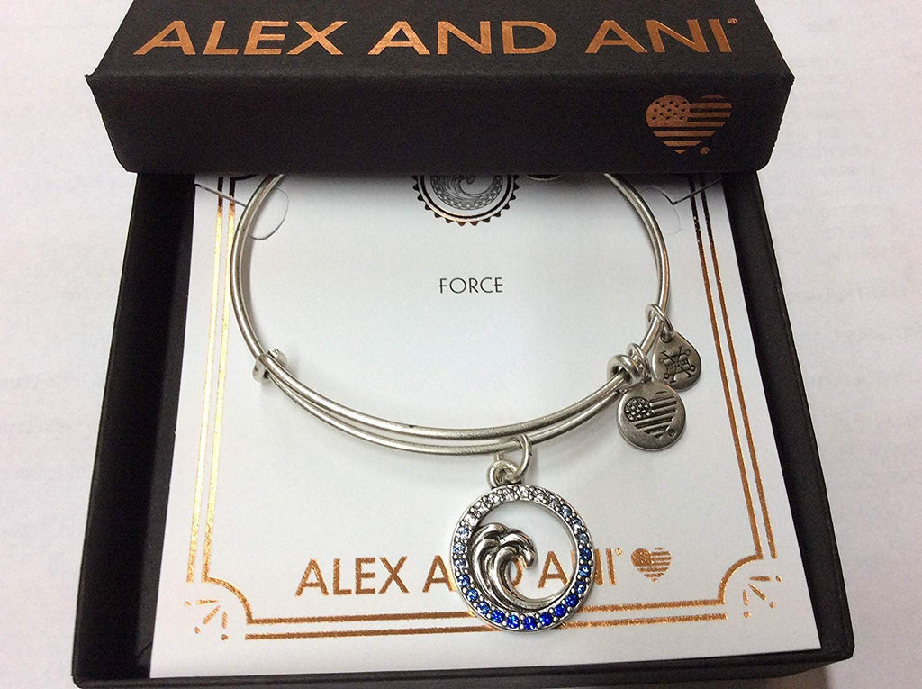 Alex and Ani Crystal Wave Bangle Bracelet Rafaelian Silver NWTBC