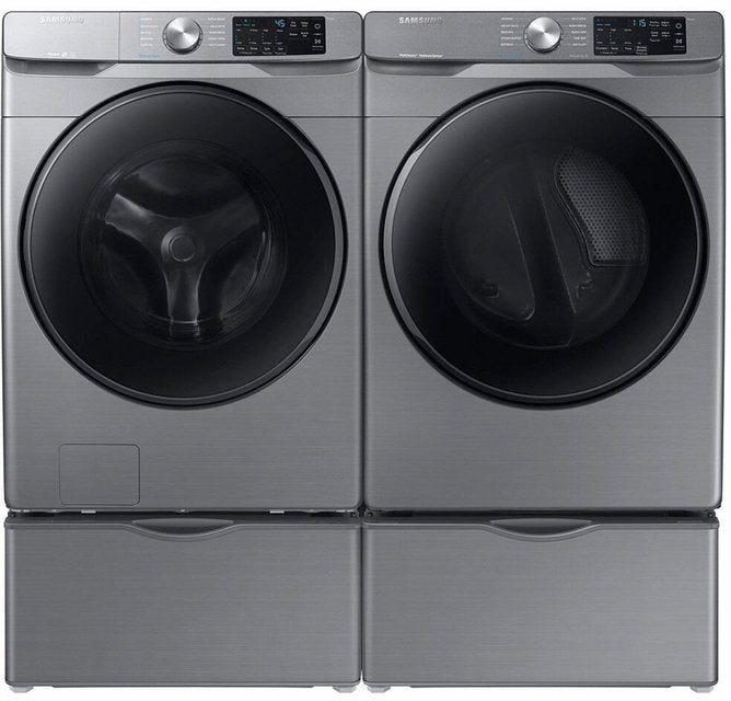 Samsung 4.5 cu. ft. Front Load Washer with Steam and 7.5 Cu. Ft. ELECTRIC Dryer with Multi-Steam Technology WF45R6100AP DVE45R6100