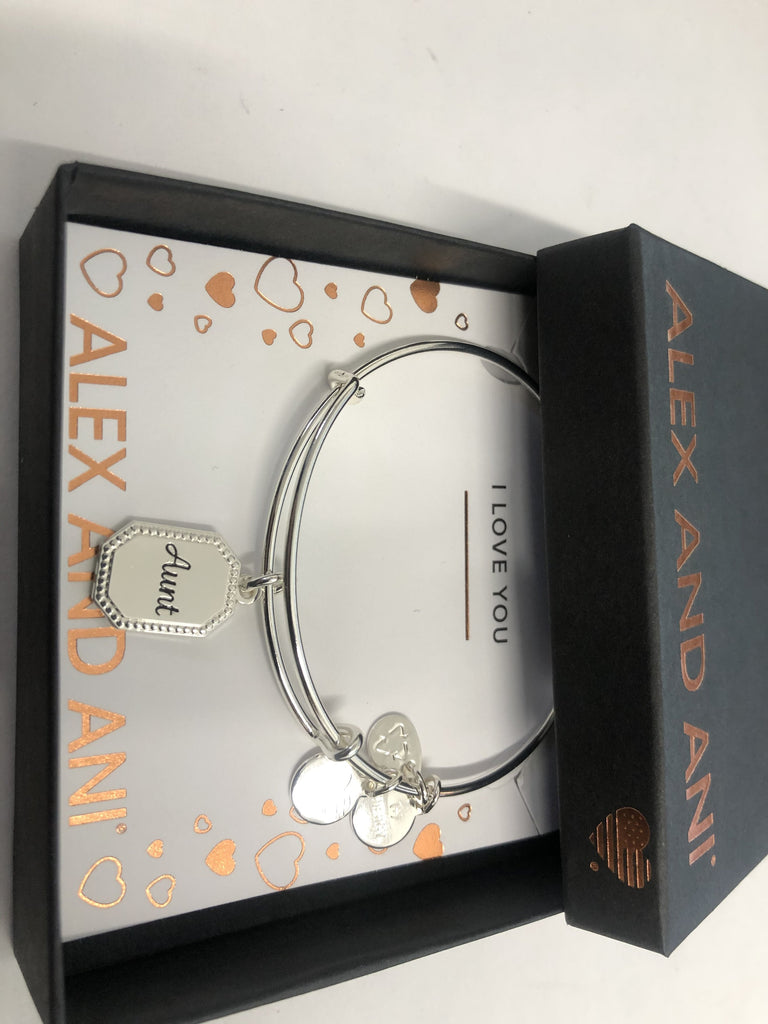 Alex and Ani Because I Love You Aunt IV EWB, SAS, Shiny Antique Silver, Expandable (A20BILY07SAS)